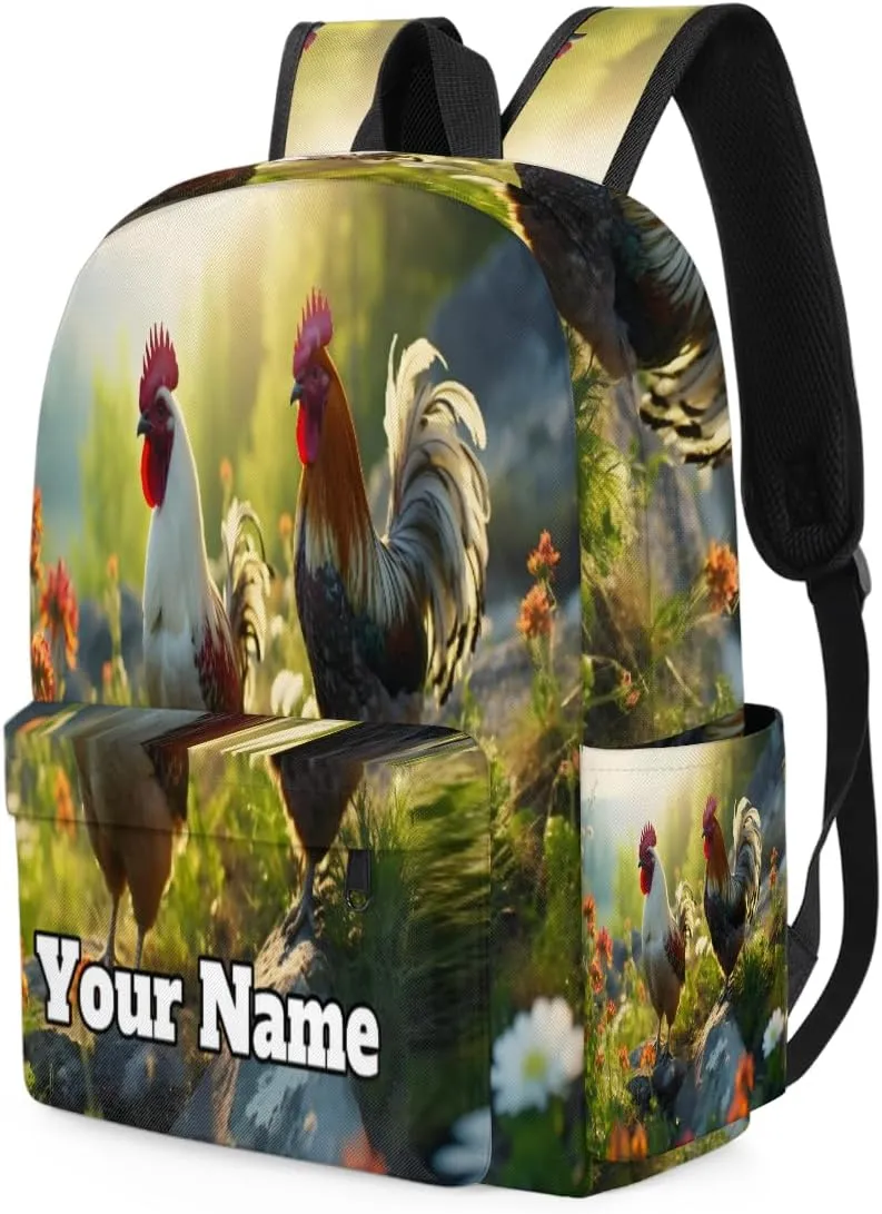 Personalized Chicken Rooster Preschool Toddler Backpack for Boys Girls Custom Kids Name Small Bookbags Kindergarten Elementary Backpack, Farmhouse