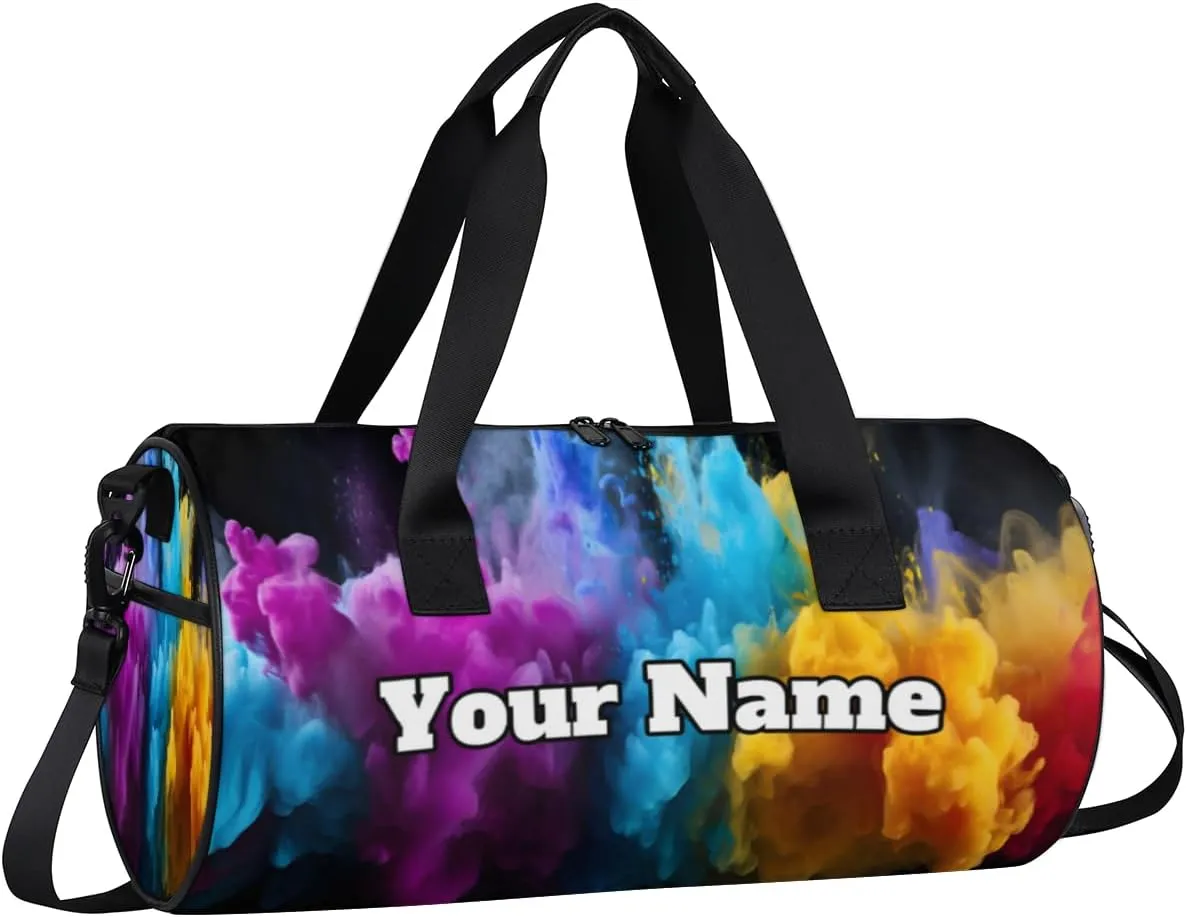 Personalized Color Pigments Sport Gym Bag, Custom Name Duffel Bags for Men, Waterproof Custom Sport Duffel Bag, Gymnastics Dance, Pigments