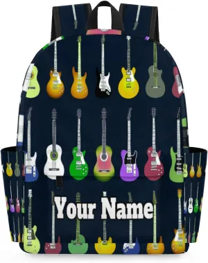 Personalized Colorful Guitars Preschool Toddler Backpack for Boys Girls Custom Kids Name Small Bookbags Kindergarten Elementary Backpack, Music