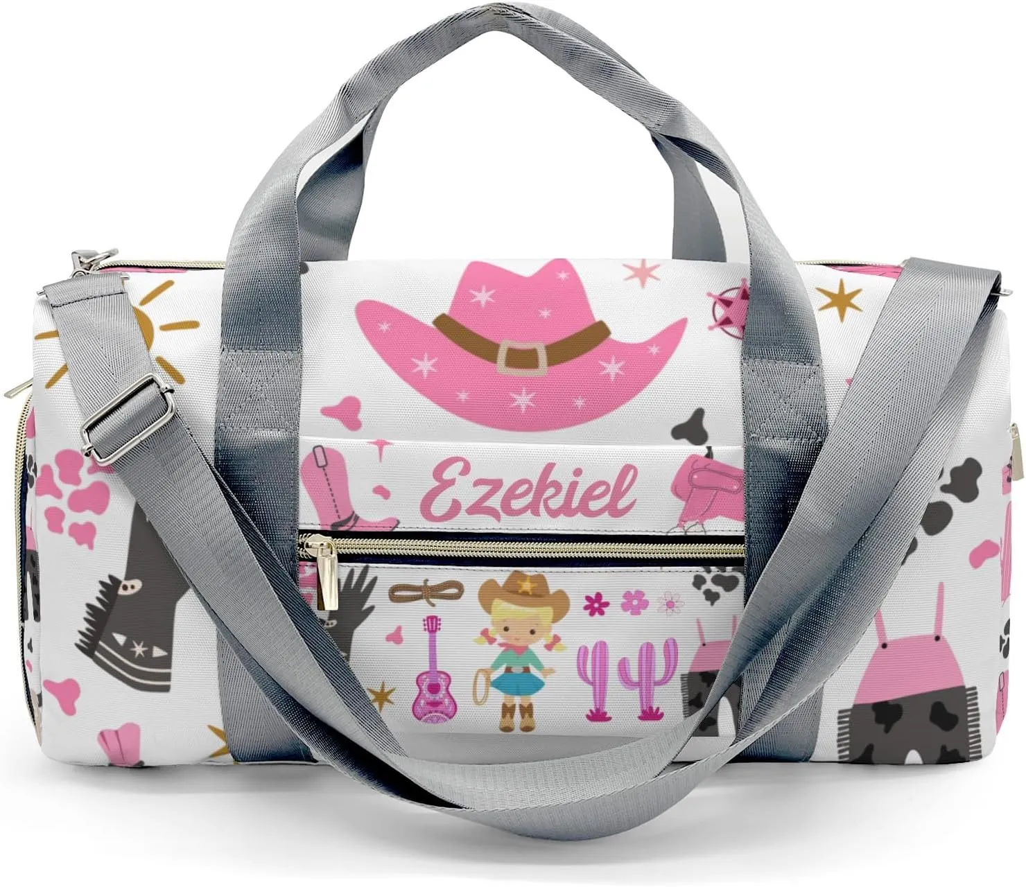 Personalized Cowgirl Retro Western Duffel Bag,Customized Sport Player Travel Bag for Gifts