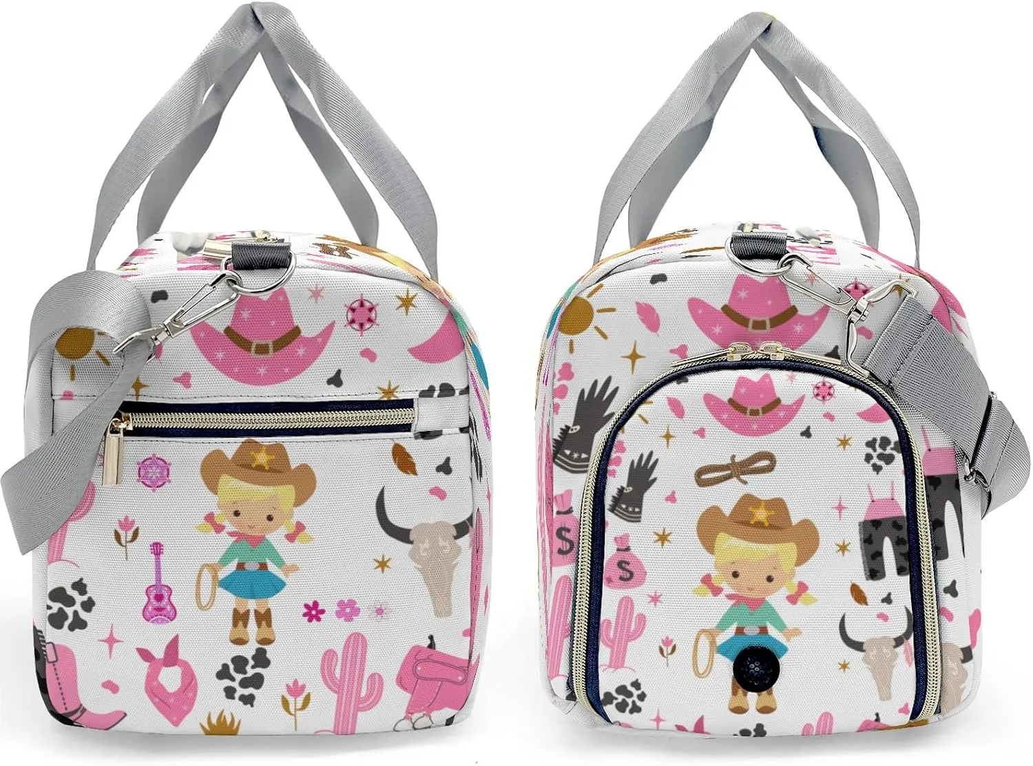 Personalized Cowgirl Retro Western Duffel Bag,Customized Sport Player Travel Bag for Gifts