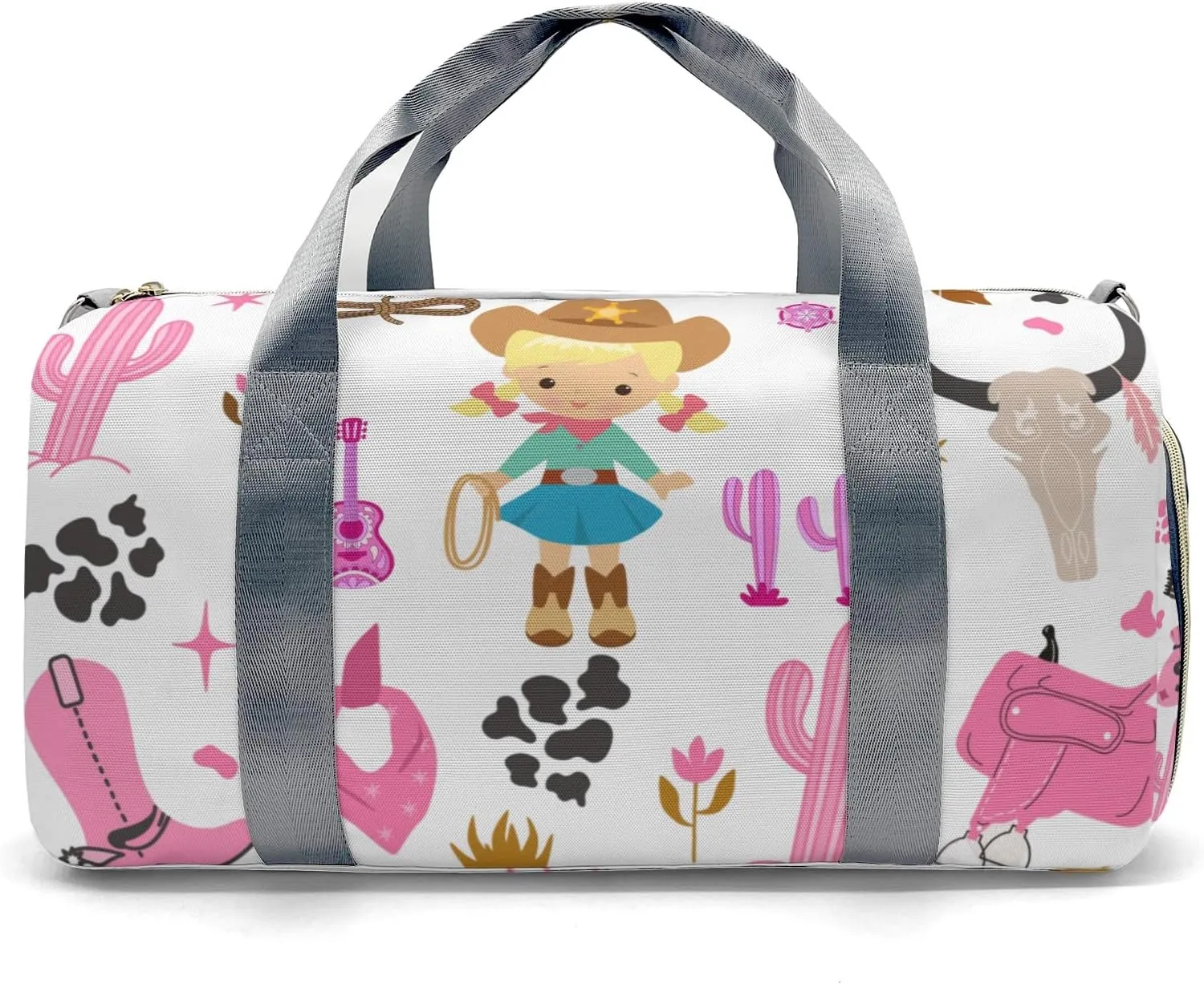 Personalized Cowgirl Retro Western Duffel Bag,Customized Sport Player Travel Bag for Gifts