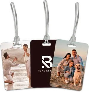 Personalized Custom Image Upload with Black Background Tag / 2.75" x 4" Custom Luggage tag/Double Sided Durable Plastic with Plastic Strap/Made in The USA