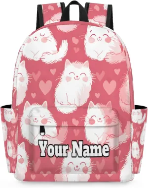 Personalized Cute Cats Preschool Toddler Backpack for Boys Girls Custom Kids Name Small Bookbags Kindergarten Elementary Backpack, Cats Heart