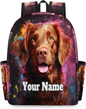 Personalized Cute Dog Preschool Toddler Backpack for Boys Girls Custom Kids Name Small Bookbags Kindergarten Elementary Backpack, Retriever Dog
