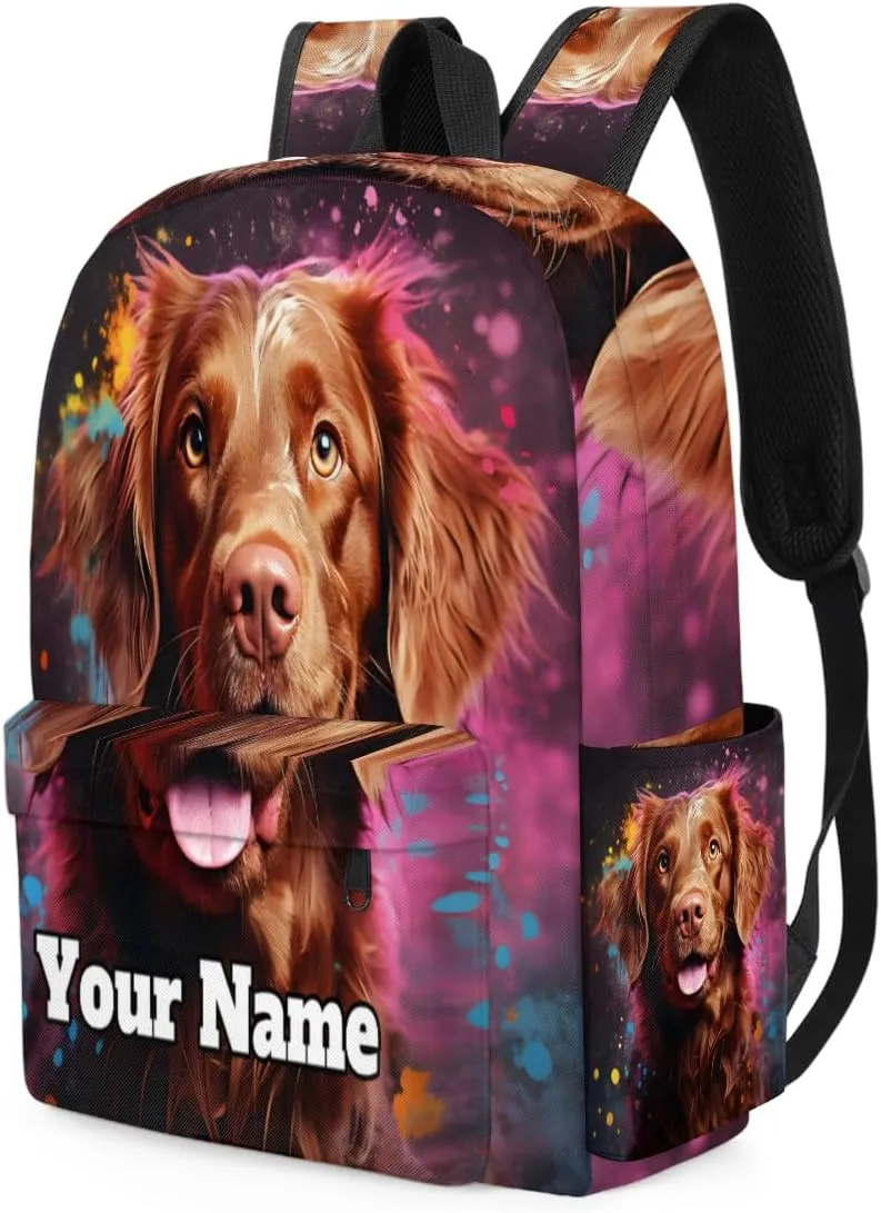 Personalized Cute Dog Preschool Toddler Backpack for Boys Girls Custom Kids Name Small Bookbags Kindergarten Elementary Backpack, Retriever Dog