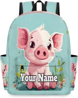 Personalized Cute Pig Preschool Toddler Backpack for Boys Girls Custom Kids Name Small Bookbags Kindergarten Elementary Backpack, Cute Pig