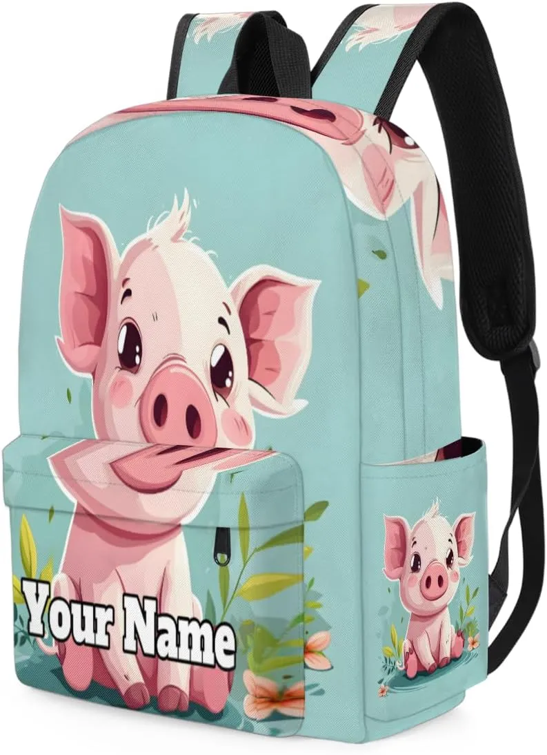 Personalized Cute Pig Preschool Toddler Backpack for Boys Girls Custom Kids Name Small Bookbags Kindergarten Elementary Backpack, Cute Pig