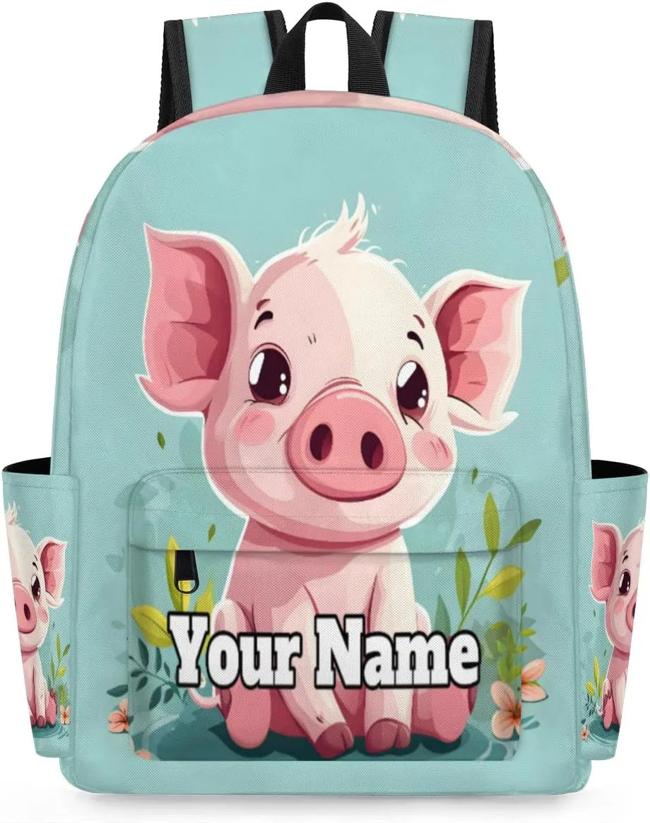 Personalized Cute Pig Preschool Toddler Backpack for Boys Girls Custom Kids Name Small Bookbags Kindergarten Elementary Backpack, Cute Pig