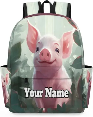 Personalized Cute Pig Preschool Toddler Backpack for Boys Girls Custom Kids Name Small Bookbags Kindergarten Elementary Backpack, Pig