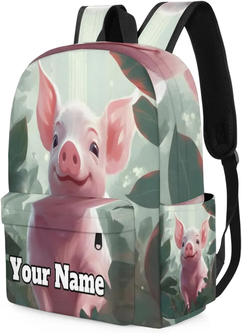 Personalized Cute Pig Preschool Toddler Backpack for Boys Girls Custom Kids Name Small Bookbags Kindergarten Elementary Backpack, Pig