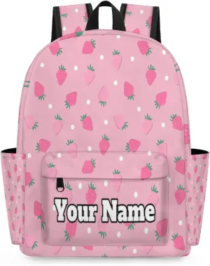 Personalized Cute Strawberry Preschool Toddler Backpack for Boys Girls Custom Kids Name Small Bookbags Kindergarten Elementary Backpack, Summer Fruit