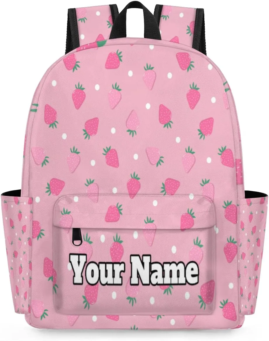 Personalized Cute Strawberry Preschool Toddler Backpack for Boys Girls Custom Kids Name Small Bookbags Kindergarten Elementary Backpack, Summer Fruit