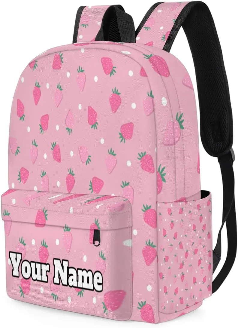 Personalized Cute Strawberry Preschool Toddler Backpack for Boys Girls Custom Kids Name Small Bookbags Kindergarten Elementary Backpack, Summer Fruit