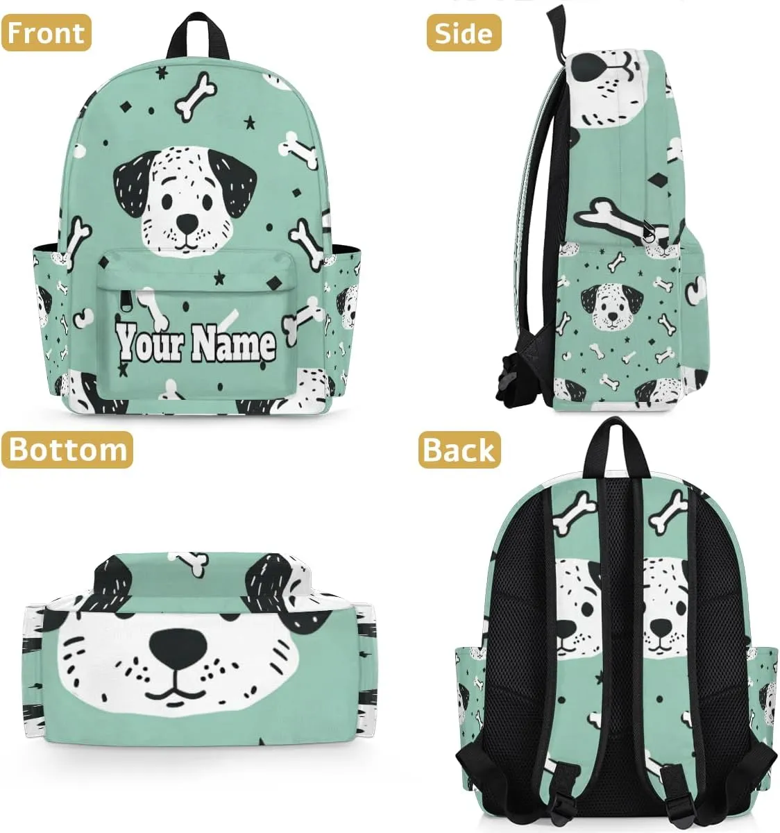 Personalized Dog Preschool Toddler Backpack for Boys Girls Custom Kids Name Small Bookbags Kindergarten Elementary Backpack, Paw Print Bones
