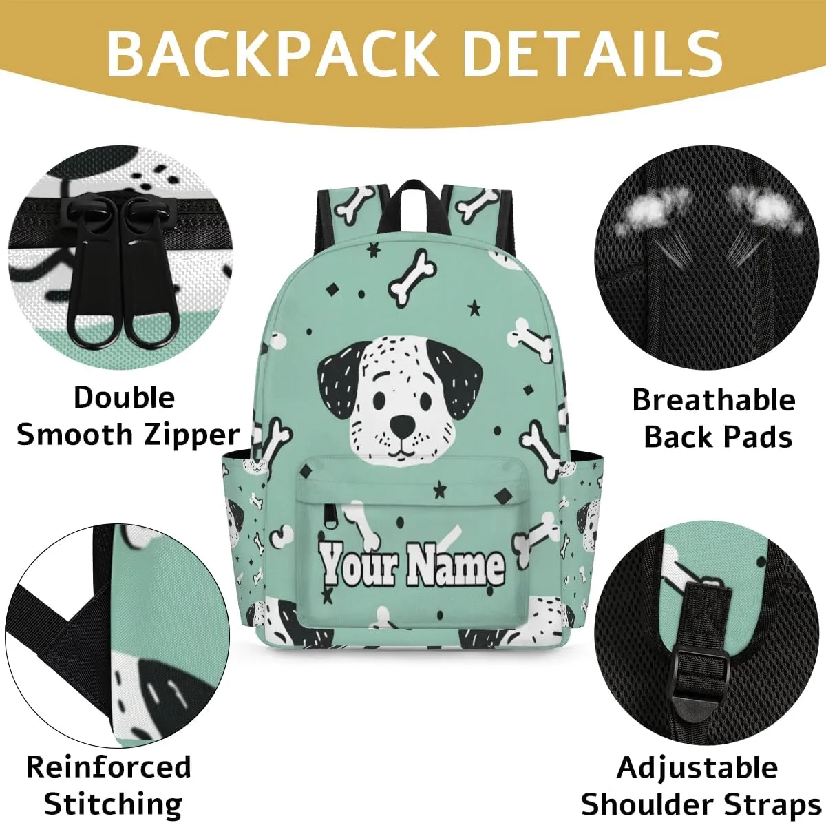 Personalized Dog Preschool Toddler Backpack for Boys Girls Custom Kids Name Small Bookbags Kindergarten Elementary Backpack, Paw Print Bones