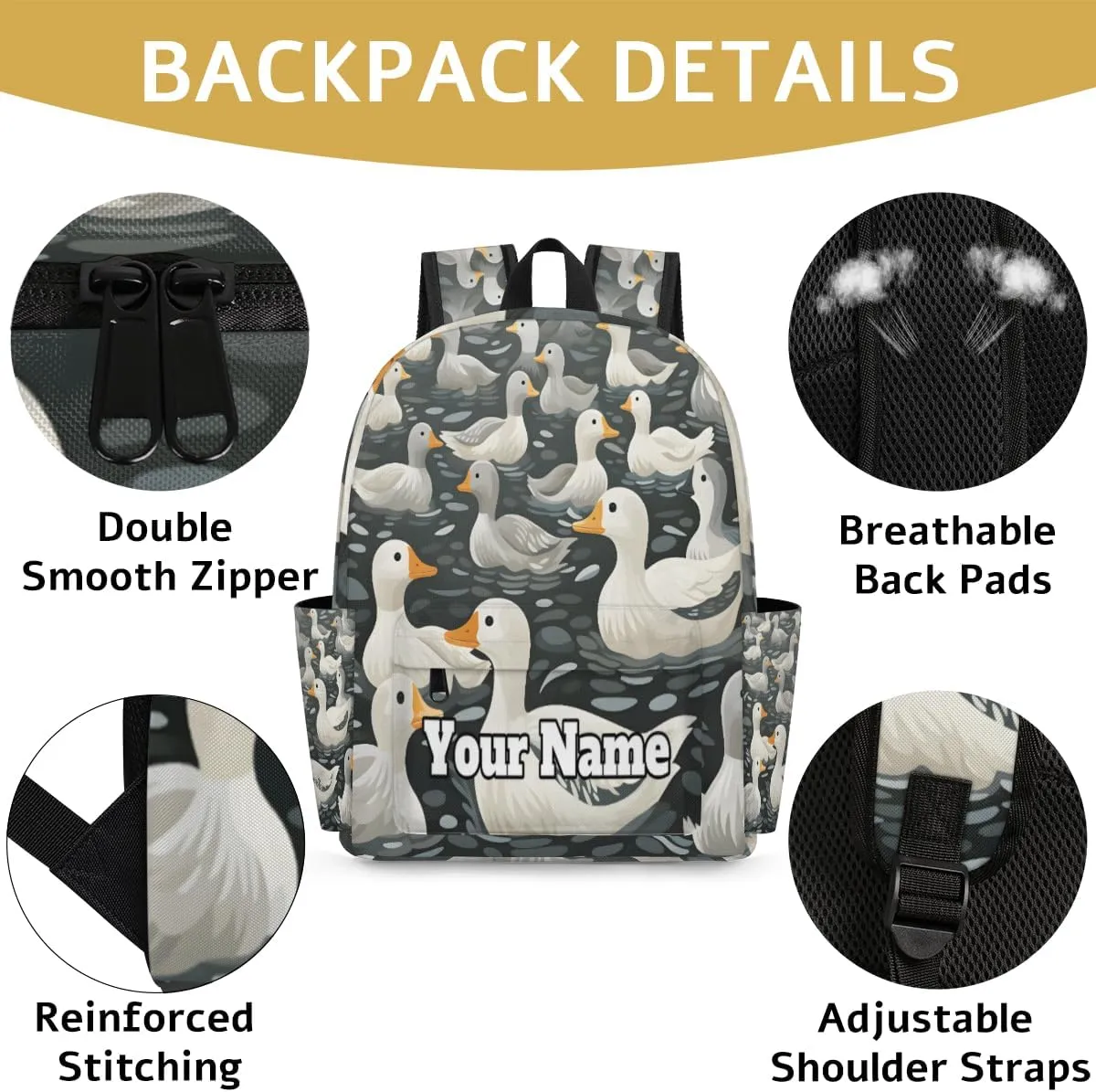 Personalized Duck Preschool Toddler Backpack for Boys Girls Custom Kids Name Small Bookbags Kindergarten Elementary Backpack, Farmhouse Duck