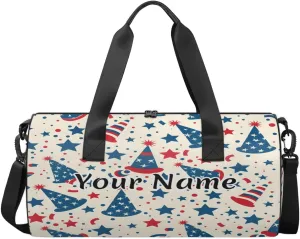 Personalized Duffel Bag for Women, Custom 4th of July Gym Bag for Sports, Waterproof Dance Bag with Name, Lightweight Carryon Gym Bag, Memorial Day Decor Stars