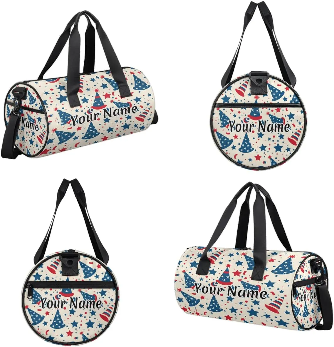 Personalized Duffel Bag for Women, Custom 4th of July Gym Bag for Sports, Waterproof Dance Bag with Name, Lightweight Carryon Gym Bag, Memorial Day Decor Stars