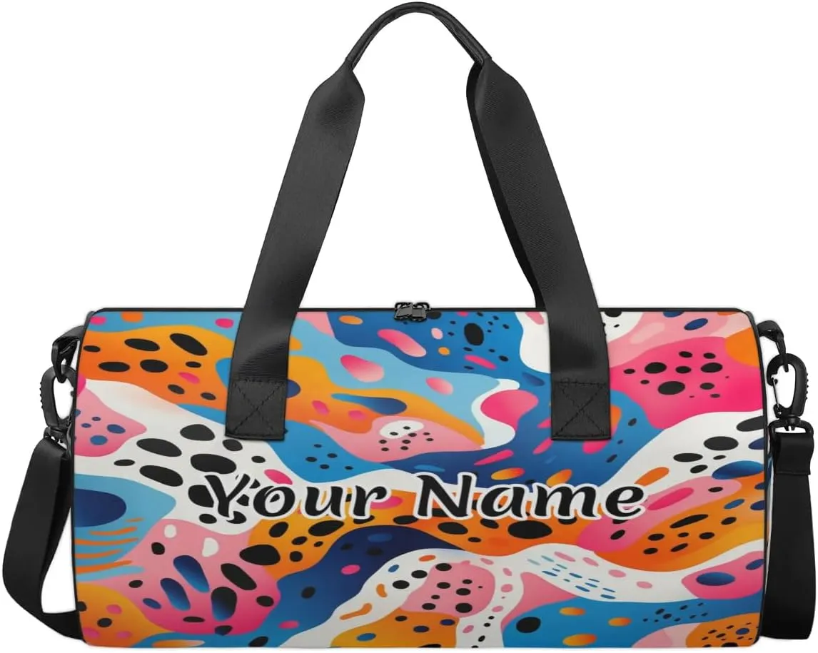 Personalized Duffel Bag for Women, Custom Colorful Abstract Gym Bag for Sports, Waterproof Dance Bag with Name, Lightweight Carryon Gym Bag, Modern Art Graffiti Pattern