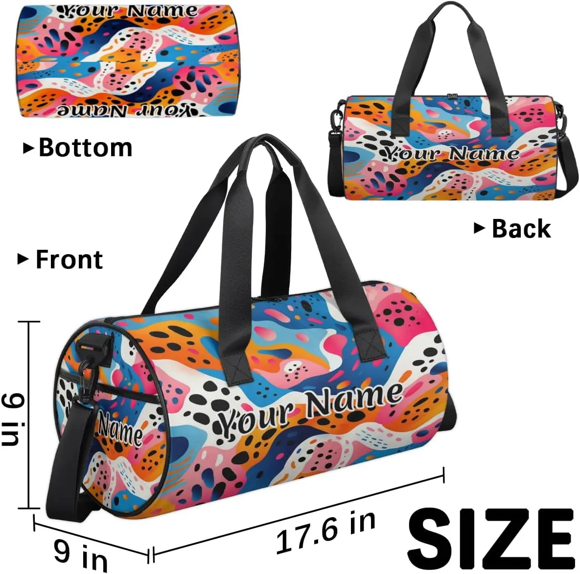 Personalized Duffel Bag for Women, Custom Colorful Abstract Gym Bag for Sports, Waterproof Dance Bag with Name, Lightweight Carryon Gym Bag, Modern Art Graffiti Pattern