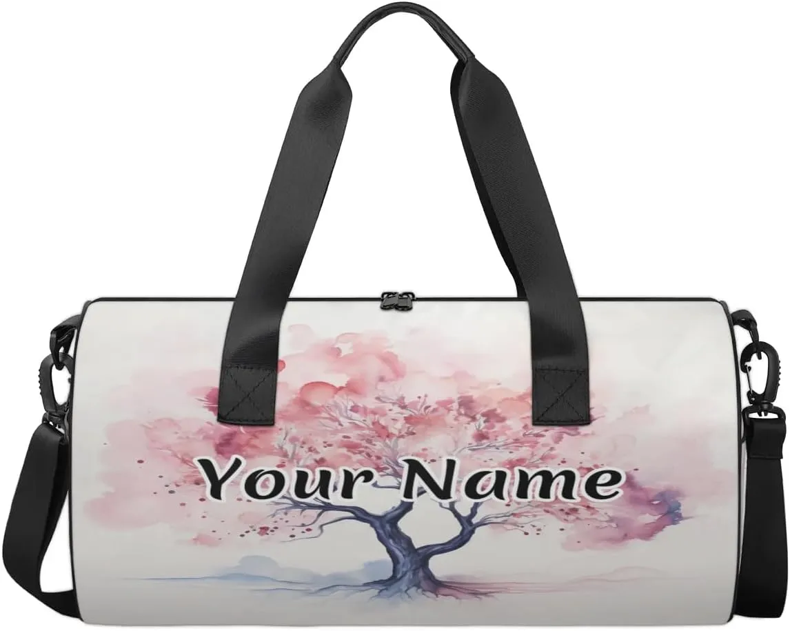 Personalized Duffel Bag for Women, Custom Colorful Tree Gym Bag for Sports, Waterproof Dance Bag with Name, Lightweight Carryon Gym Bag, Abstract Summer Flowers Trees