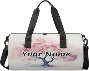 Personalized Duffel Bag for Women, Custom Colorful Tree Gym Bag for Sports, Waterproof Dance Bag with Name, Lightweight Carryon Gym Bag, Abstract Summer Flowers Trees