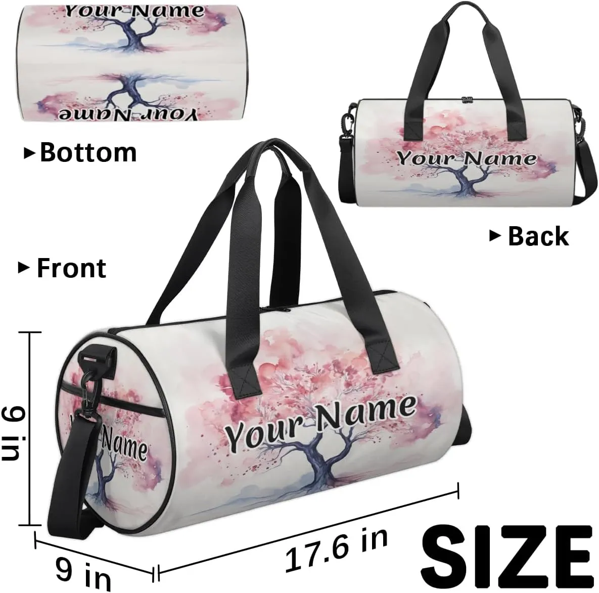 Personalized Duffel Bag for Women, Custom Colorful Tree Gym Bag for Sports, Waterproof Dance Bag with Name, Lightweight Carryon Gym Bag, Abstract Summer Flowers Trees