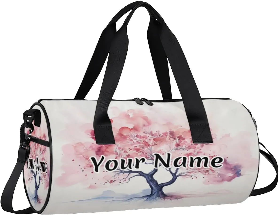 Personalized Duffel Bag for Women, Custom Colorful Tree Gym Bag for Sports, Waterproof Dance Bag with Name, Lightweight Carryon Gym Bag, Abstract Summer Flowers Trees