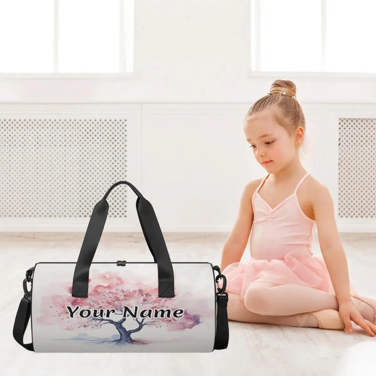 Personalized Duffel Bag for Women, Custom Colorful Tree Gym Bag for Sports, Waterproof Dance Bag with Name, Lightweight Carryon Gym Bag, Abstract Summer Flowers Trees