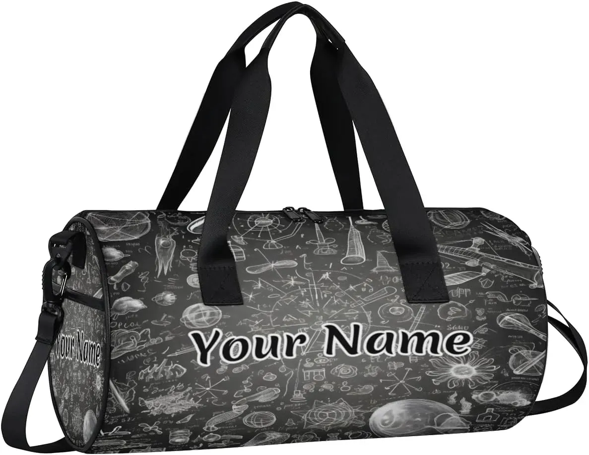 Personalized Duffel Bag for Women, Custom Educational Gym Bag for Sports, Waterproof Dance Bag with Name, Lightweight Carryon Gym Bag, Science