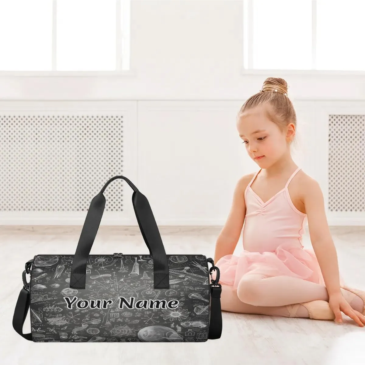 Personalized Duffel Bag for Women, Custom Educational Gym Bag for Sports, Waterproof Dance Bag with Name, Lightweight Carryon Gym Bag, Science
