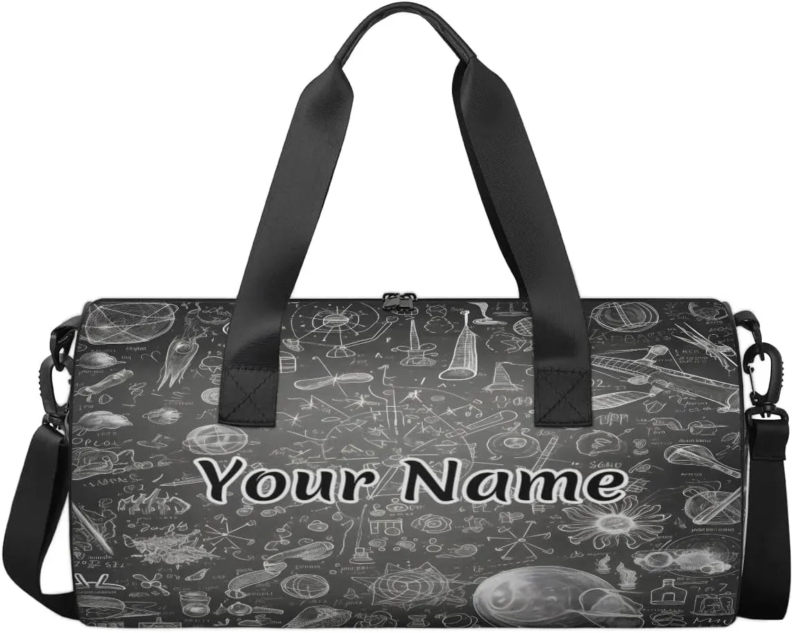 Personalized Duffel Bag for Women, Custom Educational Gym Bag for Sports, Waterproof Dance Bag with Name, Lightweight Carryon Gym Bag, Science