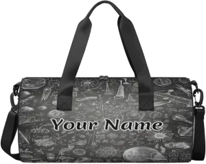 Personalized Duffel Bag for Women, Custom Educational Gym Bag for Sports, Waterproof Dance Bag with Name, Lightweight Carryon Gym Bag, Science
