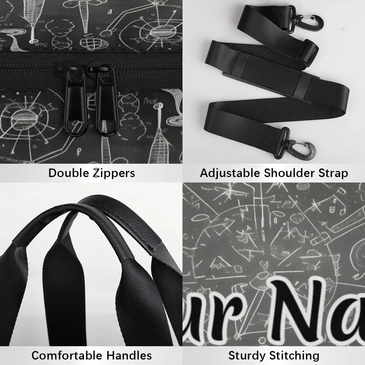 Personalized Duffel Bag for Women, Custom Educational Gym Bag for Sports, Waterproof Dance Bag with Name, Lightweight Carryon Gym Bag, Science