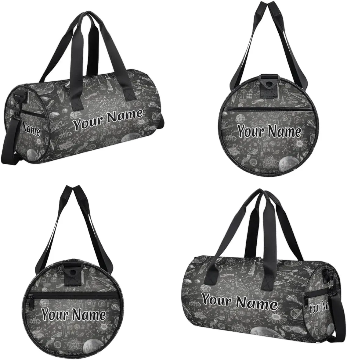 Personalized Duffel Bag for Women, Custom Educational Gym Bag for Sports, Waterproof Dance Bag with Name, Lightweight Carryon Gym Bag, Science
