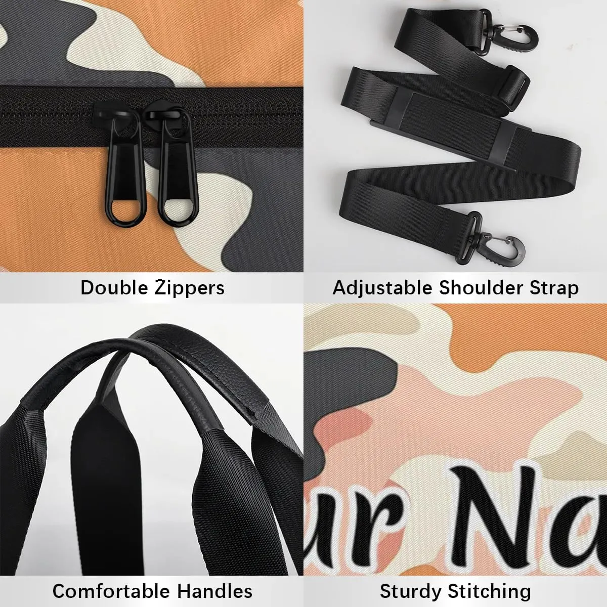Personalized Duffel Bag for Women, Custom Milk Cow Skin Print Gym Bag for Sports, Waterproof Dance Bag with Name, Lightweight Carryon Gym Bag, Animal Skin