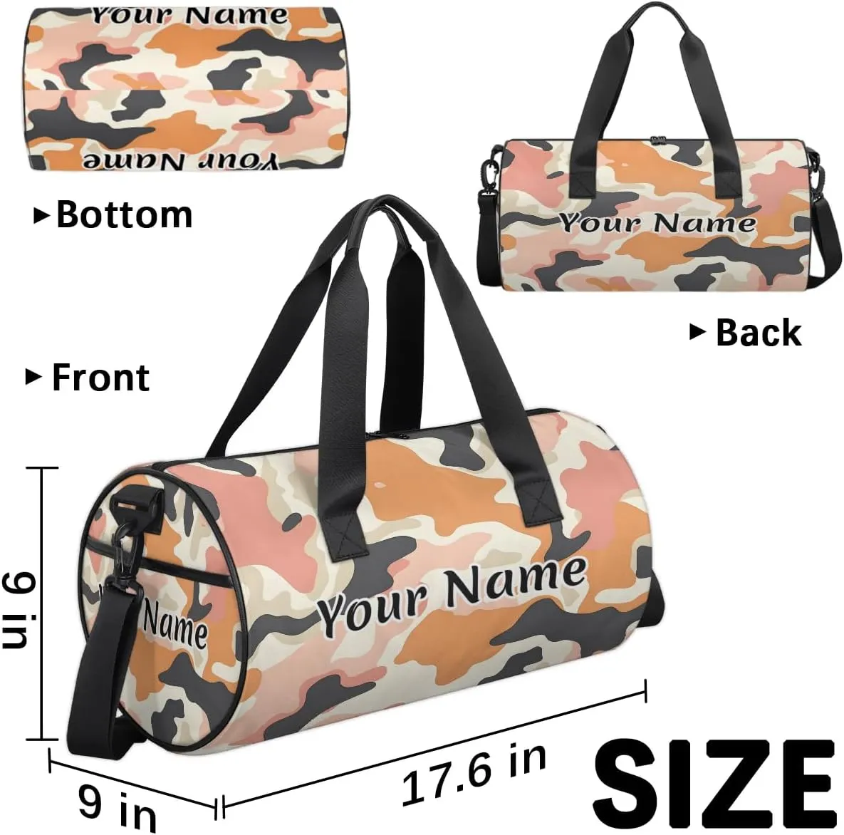 Personalized Duffel Bag for Women, Custom Milk Cow Skin Print Gym Bag for Sports, Waterproof Dance Bag with Name, Lightweight Carryon Gym Bag, Animal Skin