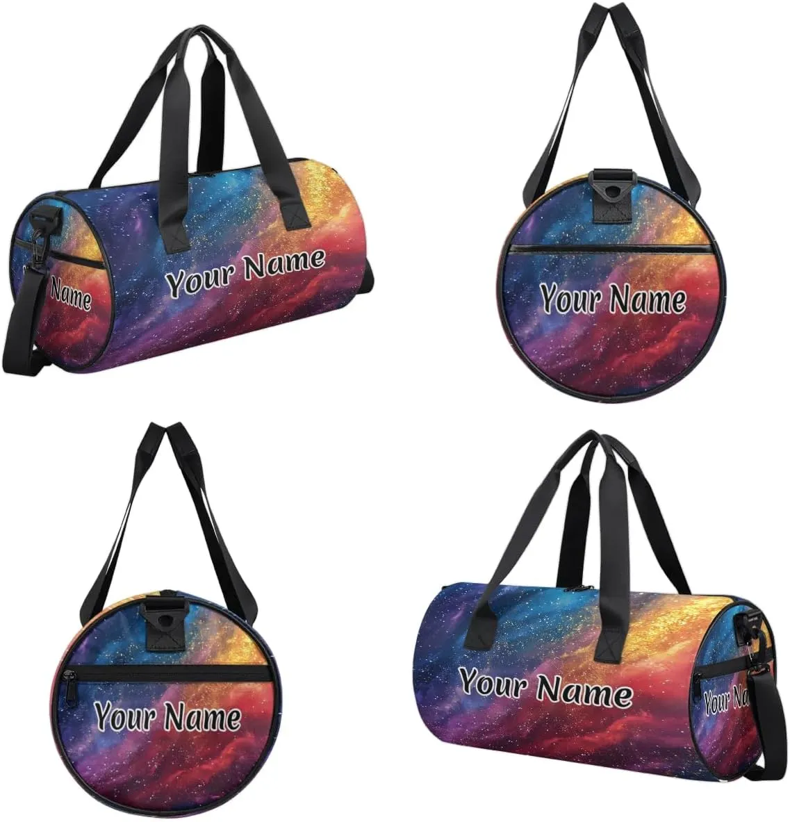 Personalized Duffel Bag for Women, Custom Rainbow Glitter Gym Bag for Sports, Waterproof Dance Bag with Name, Lightweight Carryon Gym Bag, Rainbow