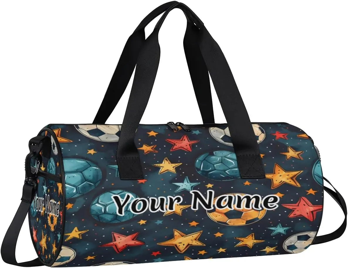 Personalized Duffel Bag for Women, Custom Soccer Ball Gym Bag for Sports, Waterproof Dance Bag with Name, Lightweight Carryon Gym Bag, Colorful Football