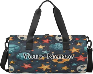 Personalized Duffel Bag for Women, Custom Soccer Ball Gym Bag for Sports, Waterproof Dance Bag with Name, Lightweight Carryon Gym Bag, Colorful Football