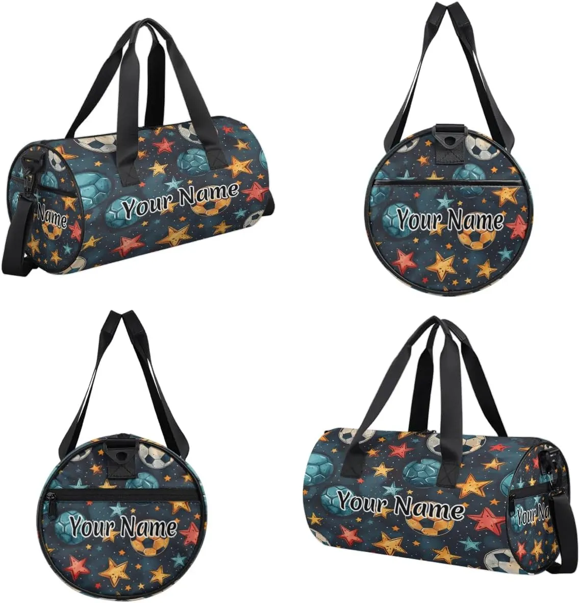 Personalized Duffel Bag for Women, Custom Soccer Ball Gym Bag for Sports, Waterproof Dance Bag with Name, Lightweight Carryon Gym Bag, Colorful Football