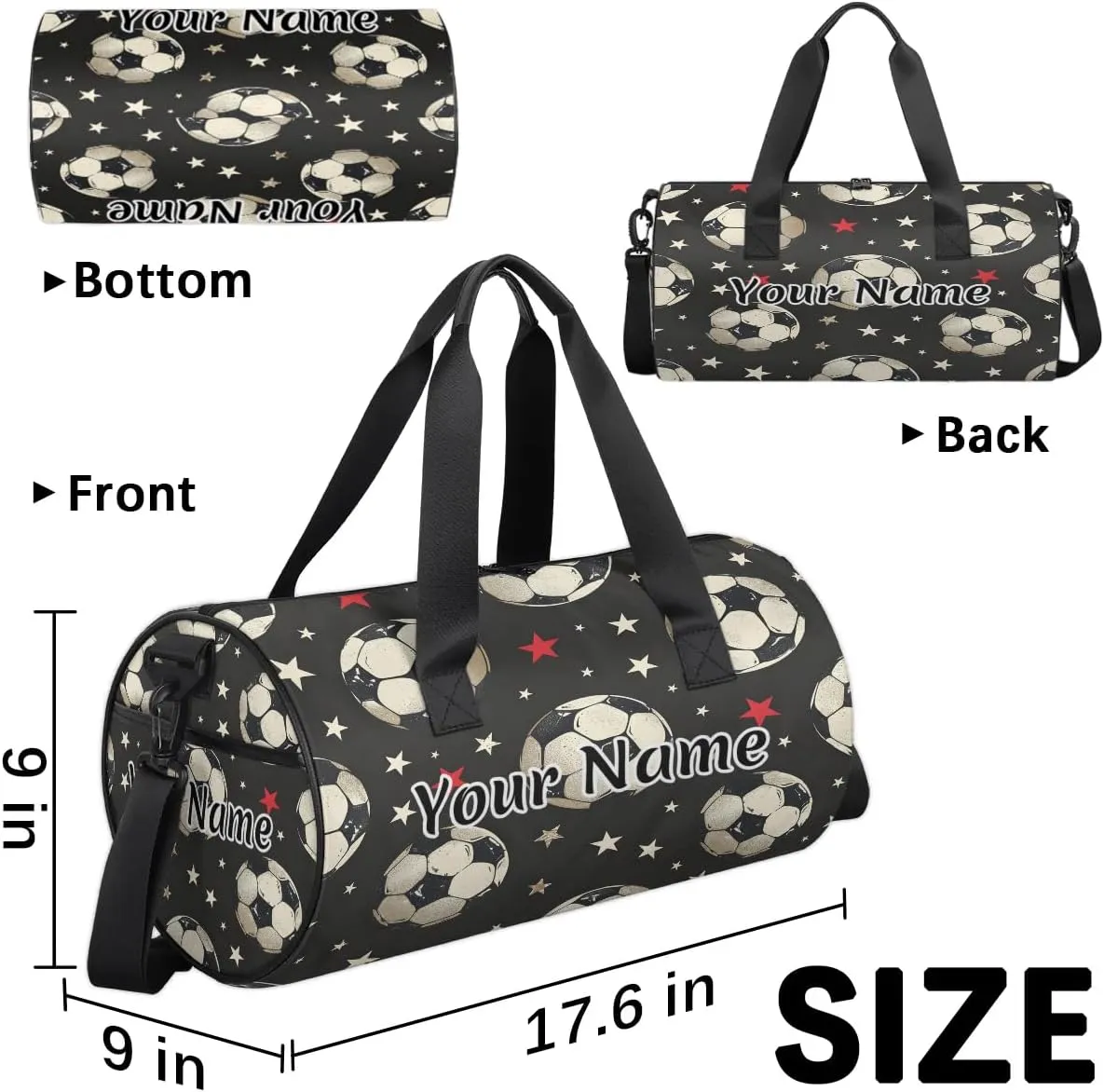Personalized Duffel Bag for Women, Custom Sports Gym Bag for Sports, Waterproof Dance Bag with Name, Lightweight Carryon Gym Bag, Soccer Ball