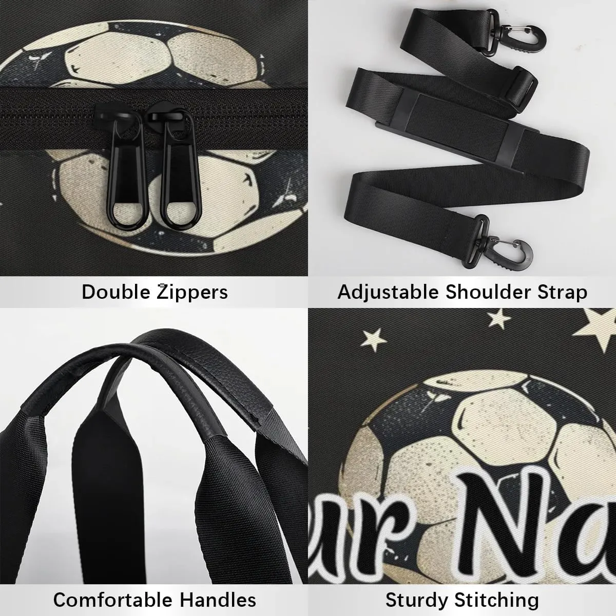 Personalized Duffel Bag for Women, Custom Sports Gym Bag for Sports, Waterproof Dance Bag with Name, Lightweight Carryon Gym Bag, Soccer Ball