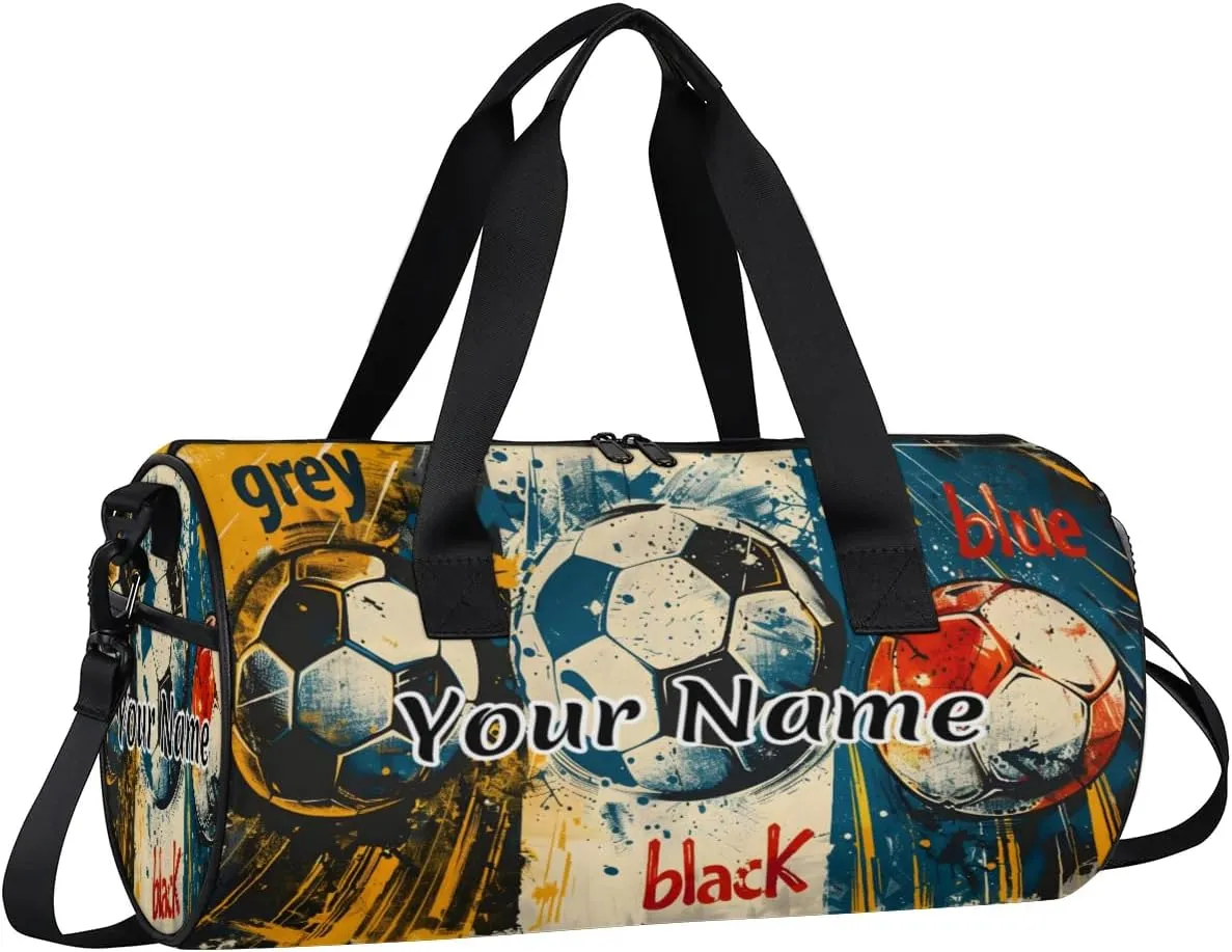 Personalized Duffel Bag for Women, Custom Sports Soccer Gym Bag for Sports, Waterproof Dance Bag with Name, Lightweight Carryon Gym Bag, Soccer Balls