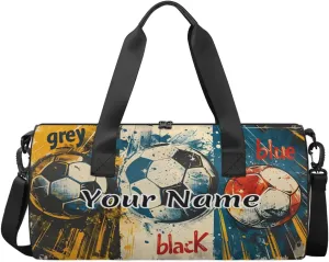 Personalized Duffel Bag for Women, Custom Sports Soccer Gym Bag for Sports, Waterproof Dance Bag with Name, Lightweight Carryon Gym Bag, Soccer Balls