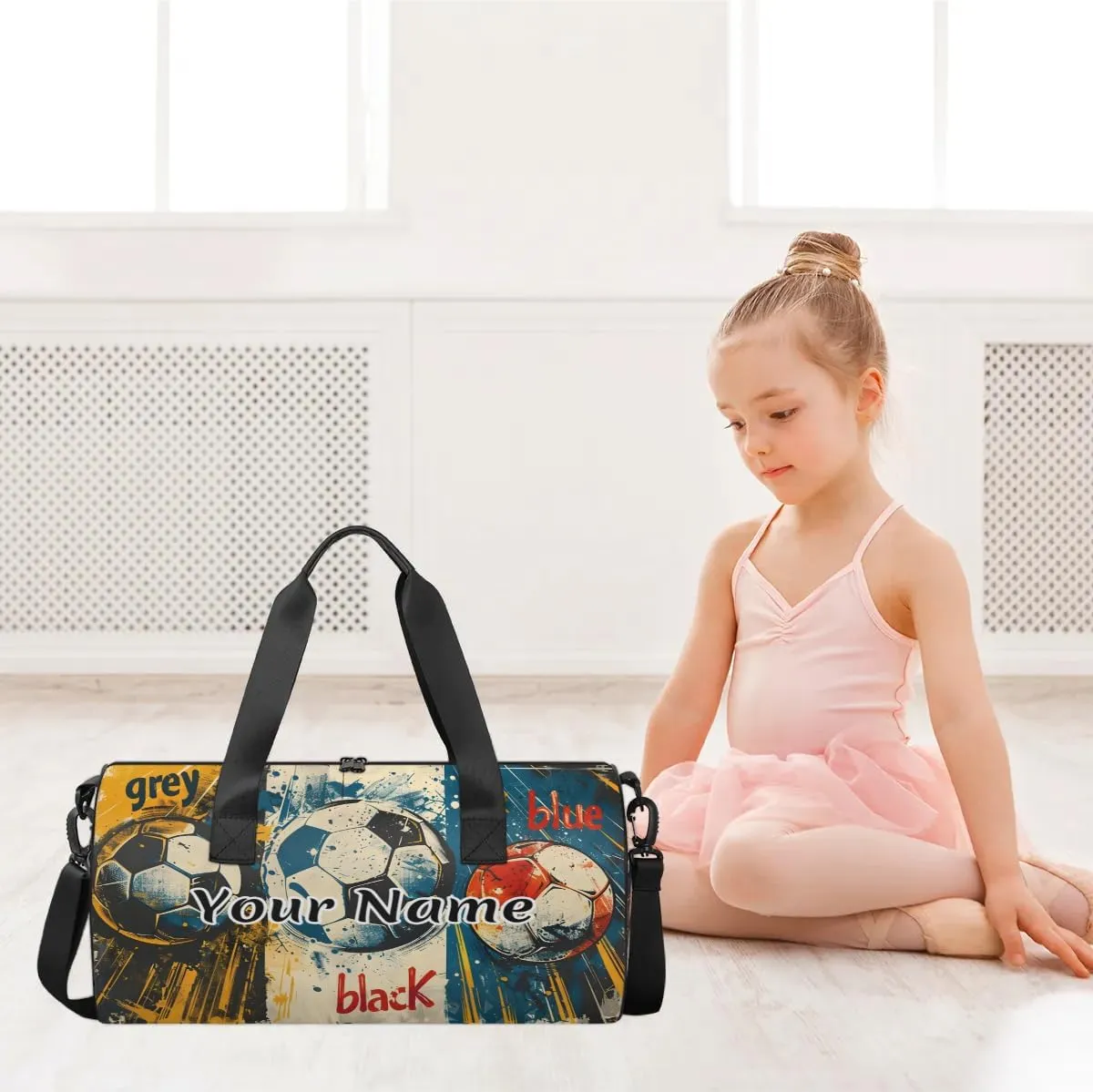 Personalized Duffel Bag for Women, Custom Sports Soccer Gym Bag for Sports, Waterproof Dance Bag with Name, Lightweight Carryon Gym Bag, Soccer Balls