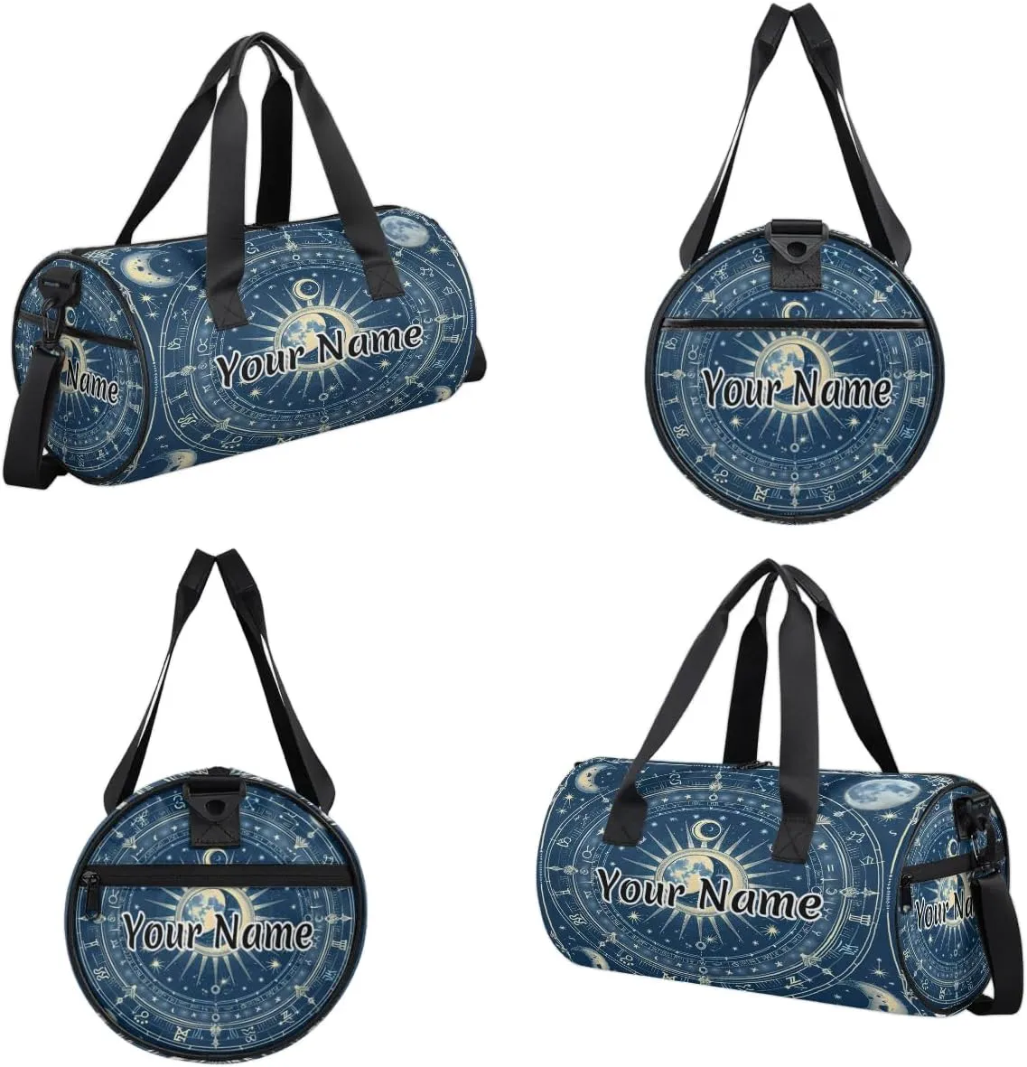 Personalized Duffel Bag for Women, Custom Sun and Moon Gym Bag for Sports, Waterproof Dance Bag with Name, Lightweight Carryon Gym Bag, Sun Moon Constellations Horoscopes