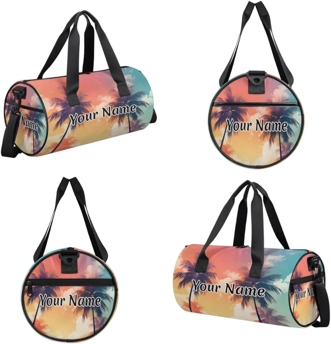 Personalized Duffel Bag for Women, Custom Tropical Sea Palm Tree Gym Bag for Sports, Waterproof Dance Bag with Name, Lightweight Carryon Gym Bag, Palm Trees