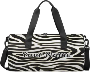 Personalized Duffel Bag for Women, Custom Zebra Gym Bag for Sports, Waterproof Dance Bag with Name, Lightweight Carryon Gym Bag, Zebra Print
